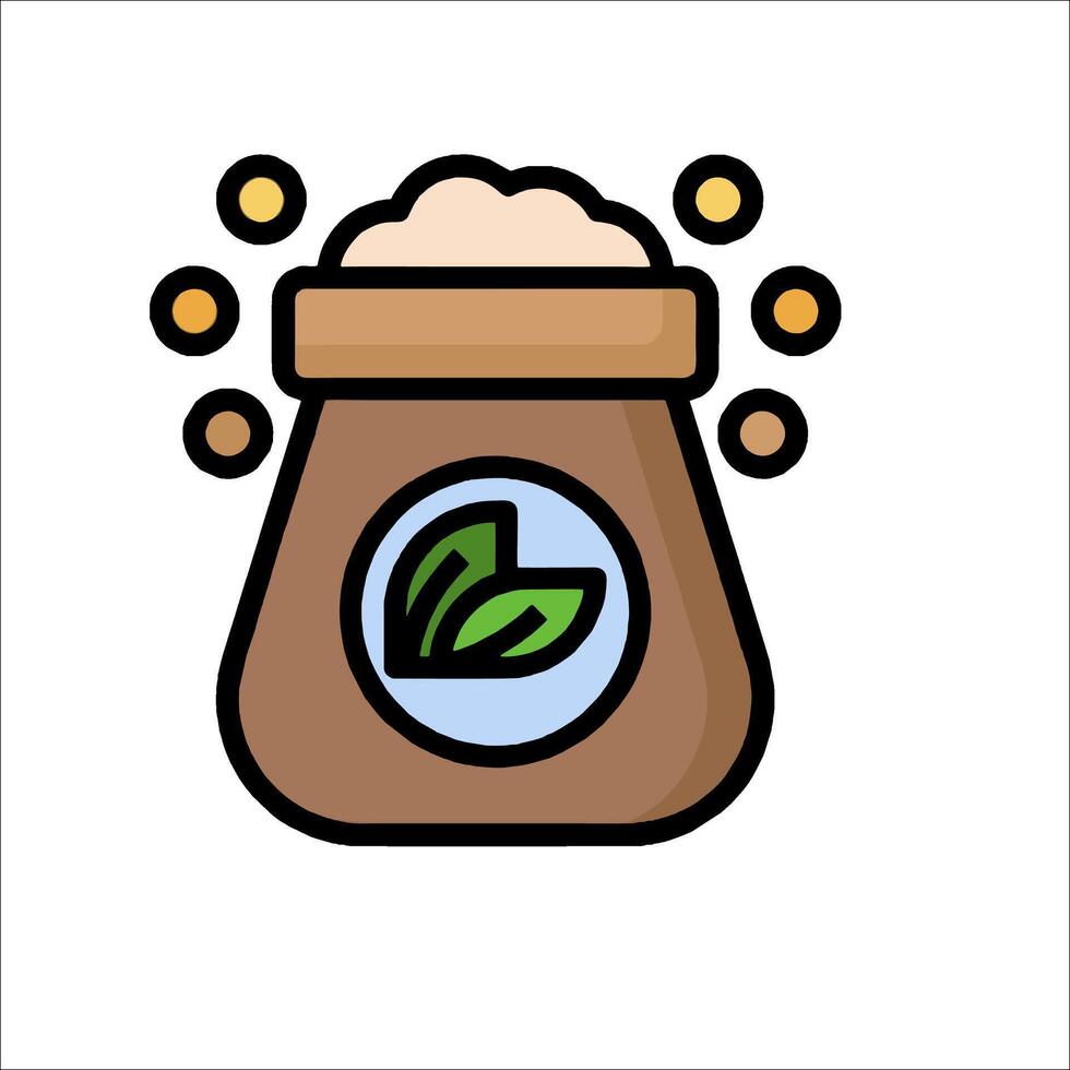 A bag of soil with a leaf on it vector