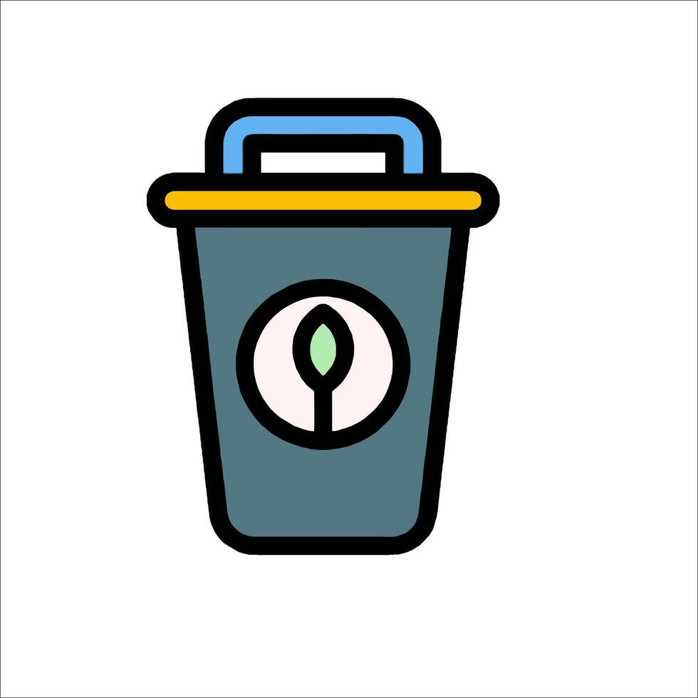 A trash can with a green leaf inside vector