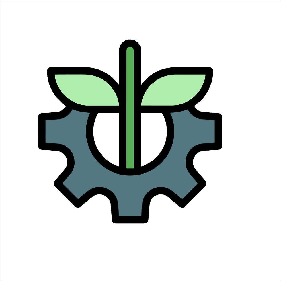 A green plant with a gear wheel on it vector
