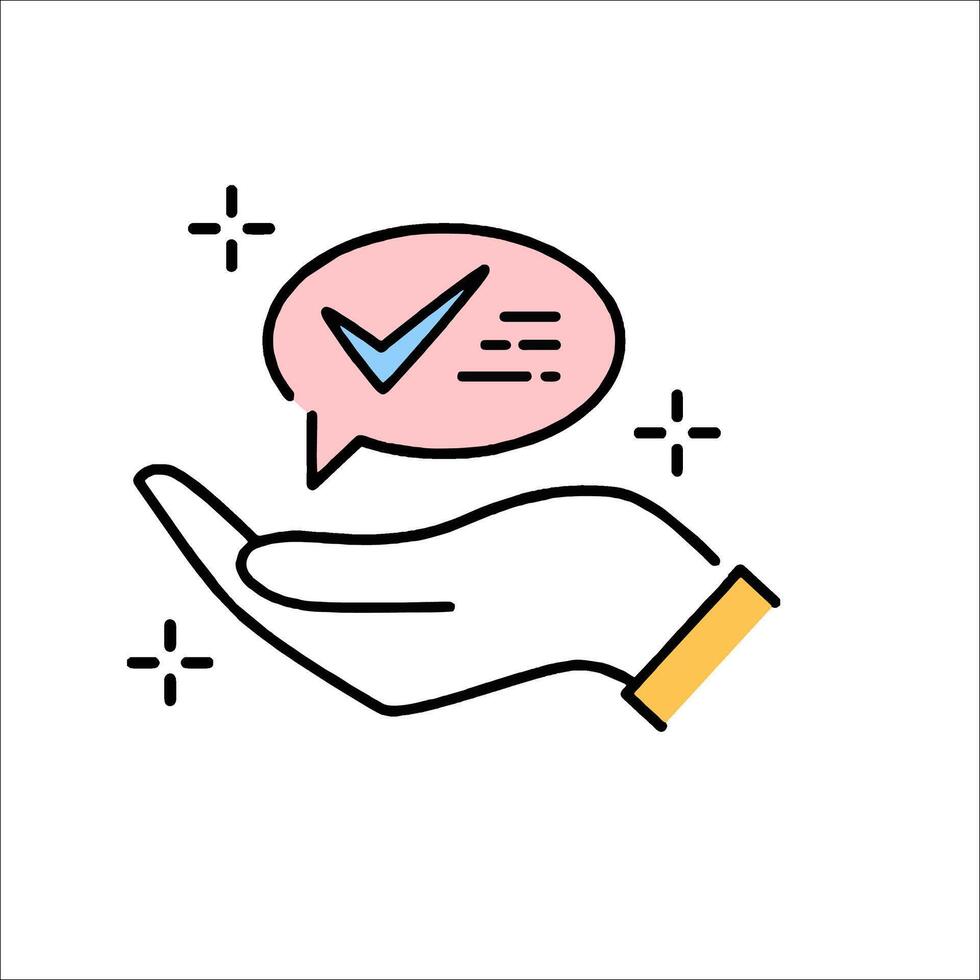 Hand with check mark icon illustration vector