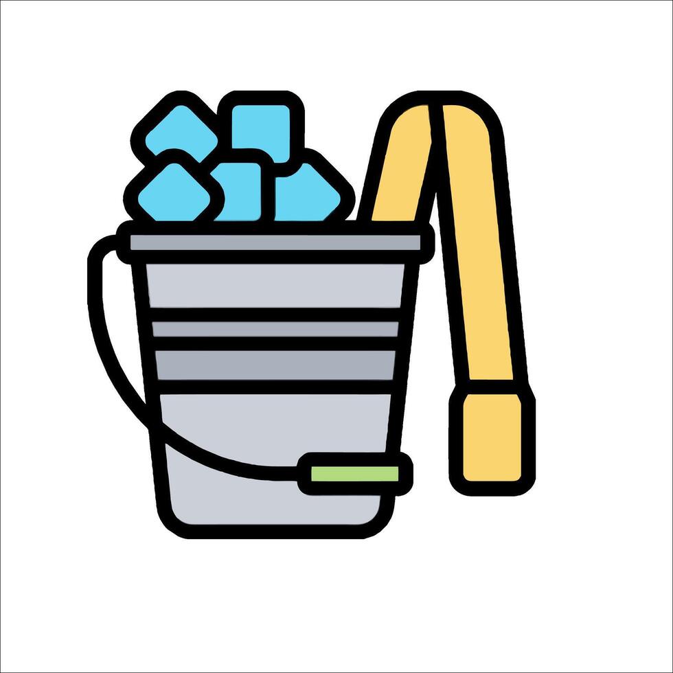 A bucket with ice and a shovel vector