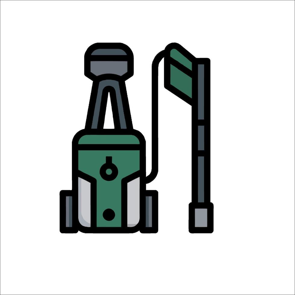 A green and white robot with a pole vector