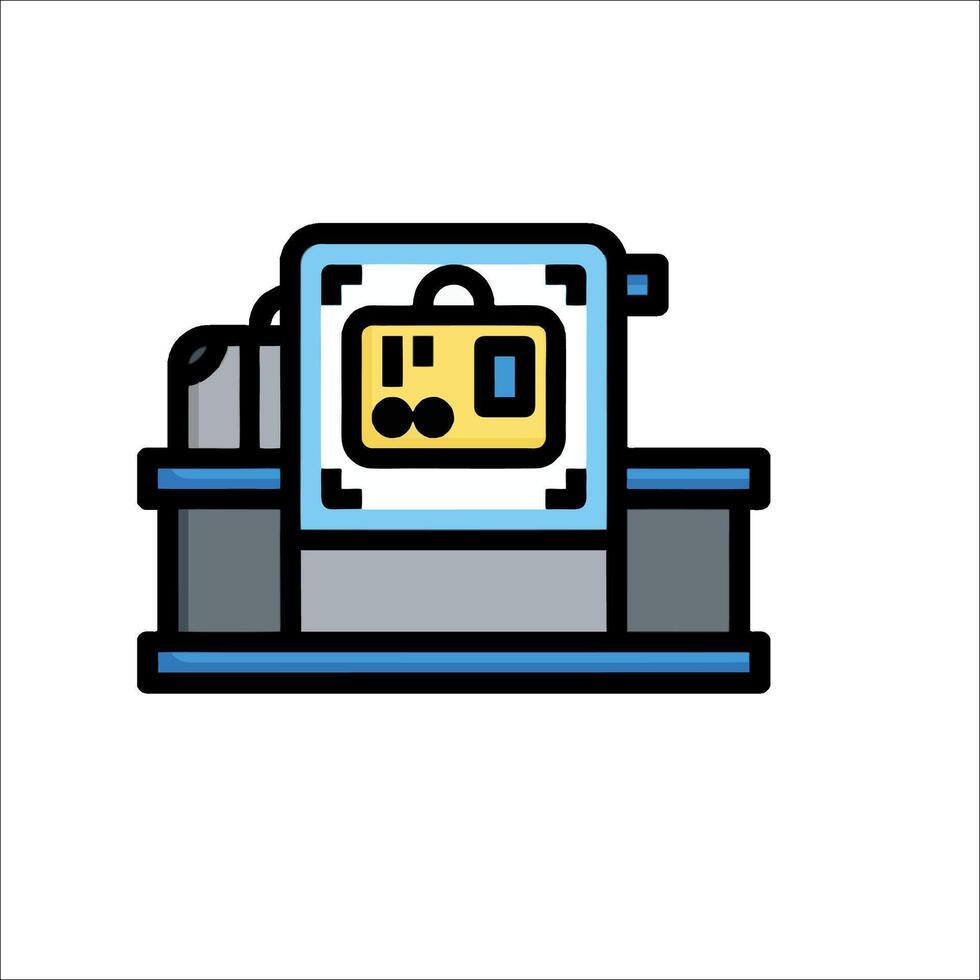 A machine with a bag on it in a line vector