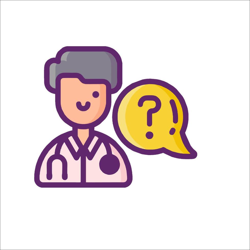 A doctor with a question mark and speech bubble vector