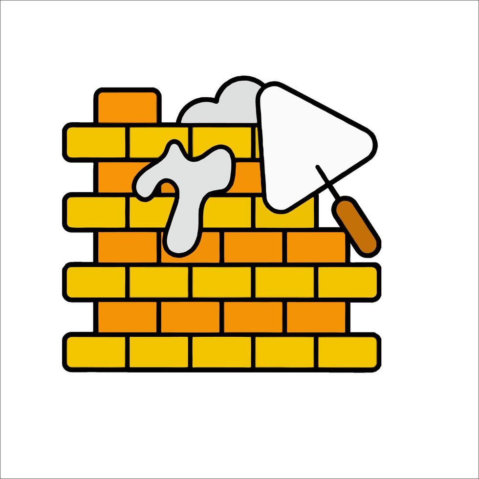 A brick wall with a hammer and a shovel vector