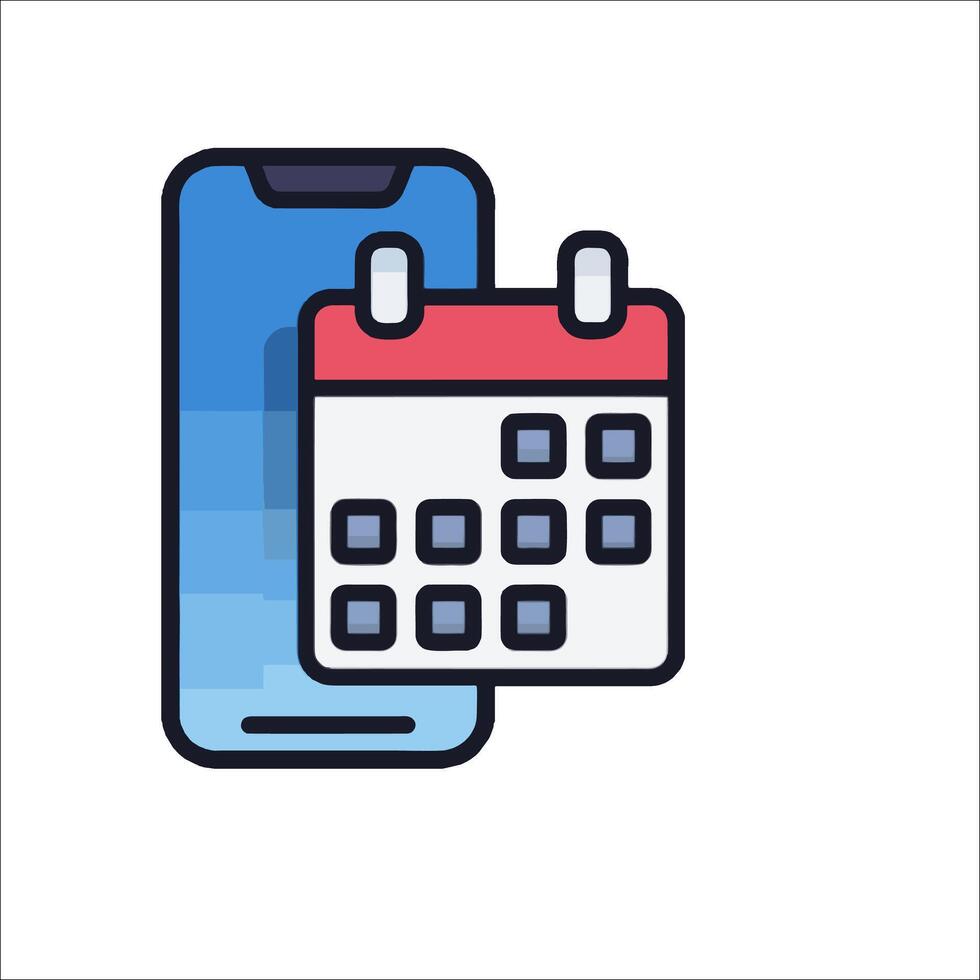 A calendar icon on a smartphone vector
