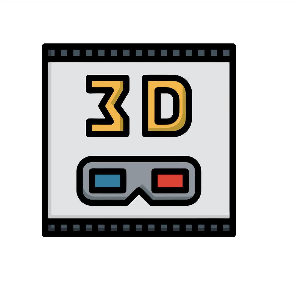 3d movie icon illustration vector