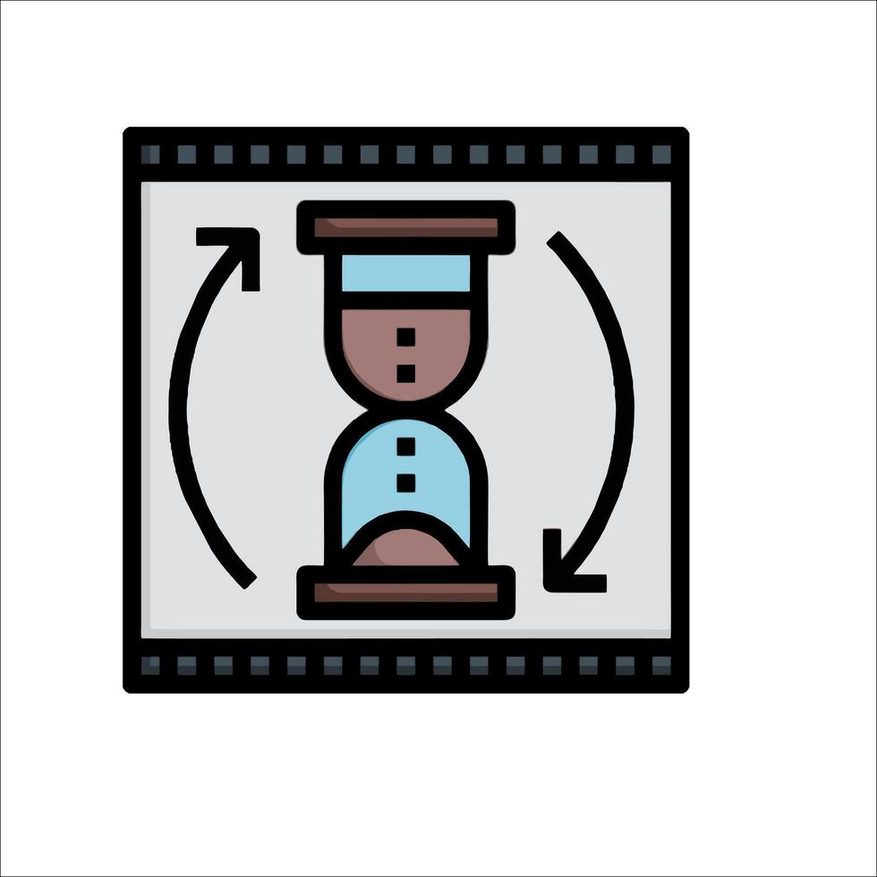 A film strip with a clock in the middle vector