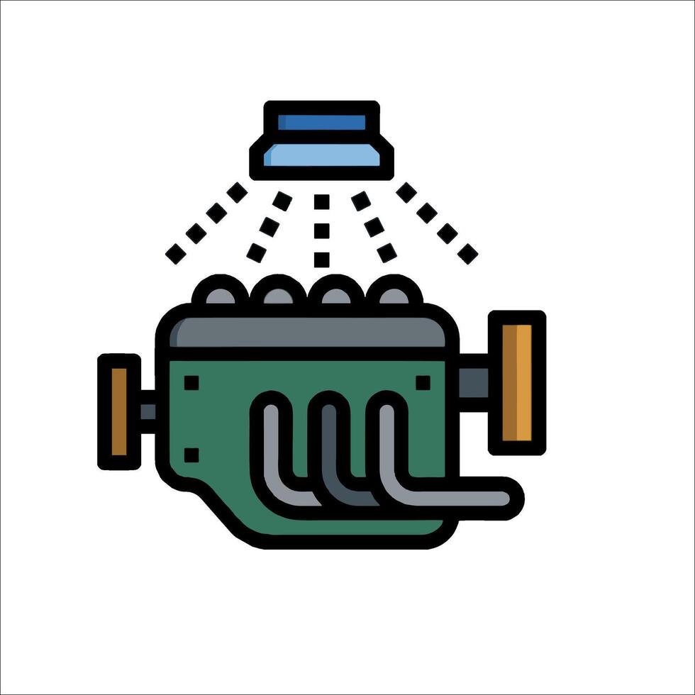 A car engine with a sprayer on top vector