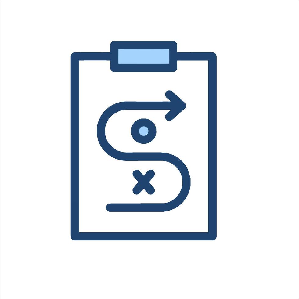 A blue icon of a clipboard with an arrow pointing to the right vector