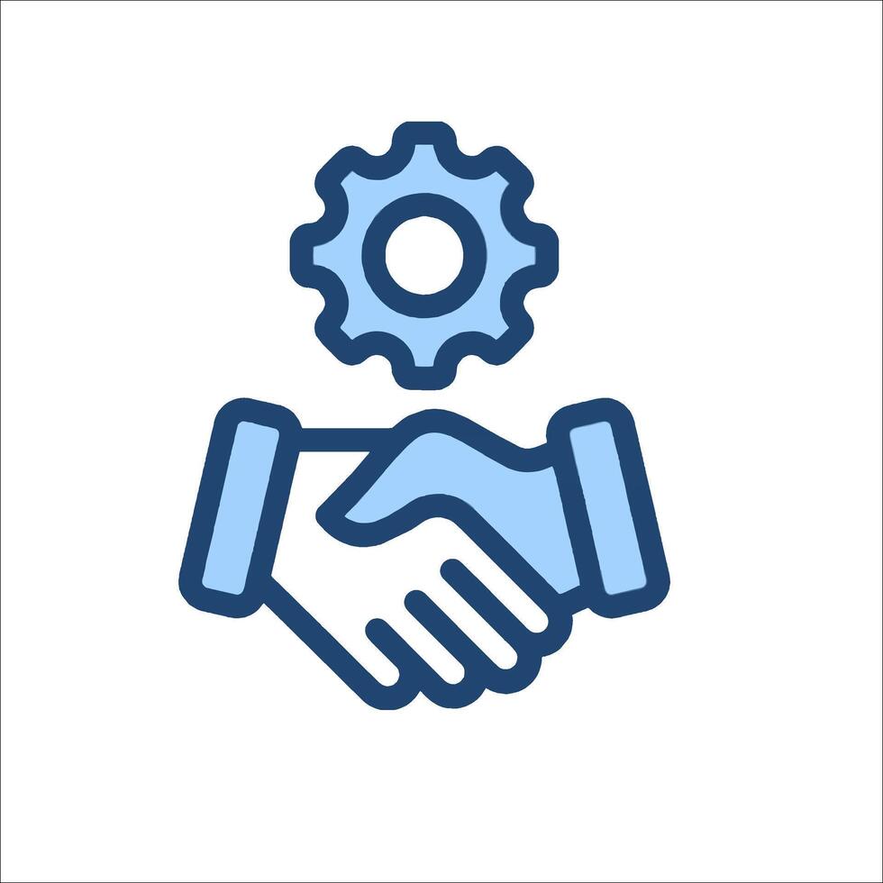 A handshake icon with a gear on top vector