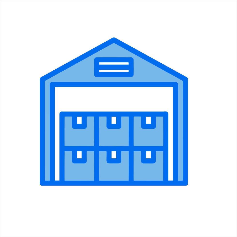 A blue icon of a warehouse with a door vector