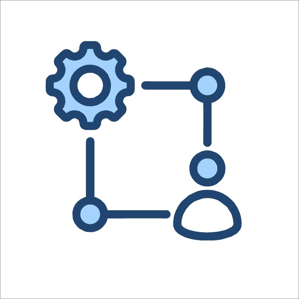 A person and a gear are connected by a chain vector