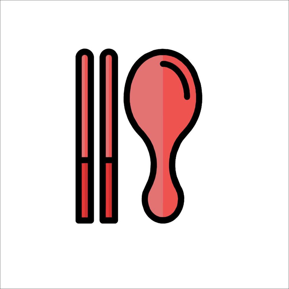 A red fork and spoon icon on a white background vector