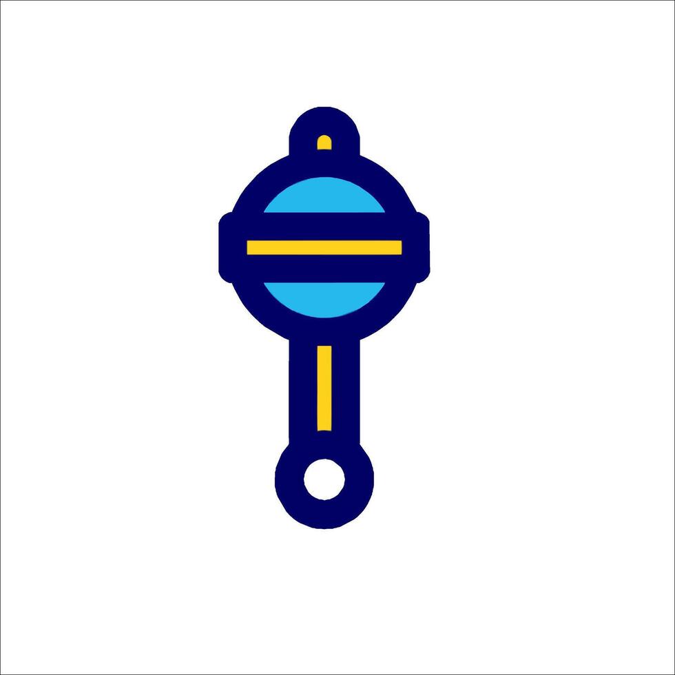 A blue and yellow icon of a bell vector