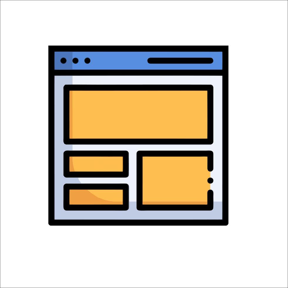 A web page icon with a yellow background vector