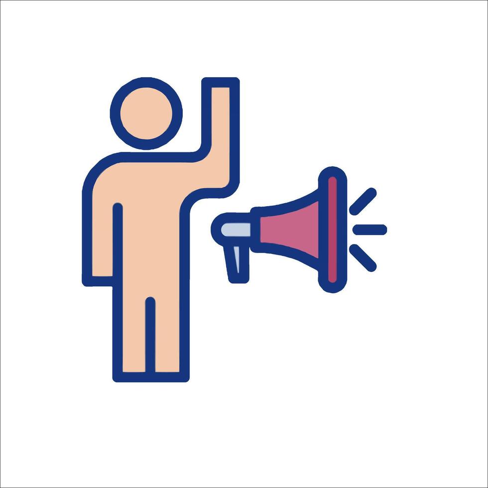 A man holding a megaphone icon vector