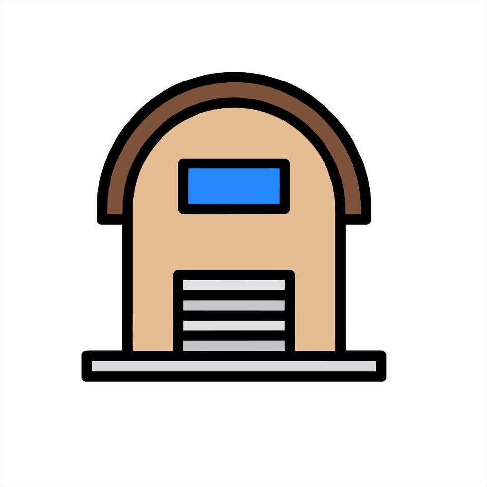 A small building with a door and window vector