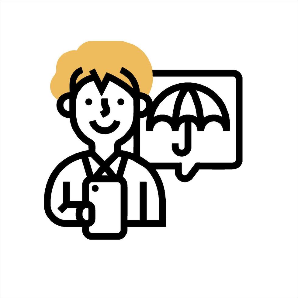 A man holding an umbrella and a phone vector