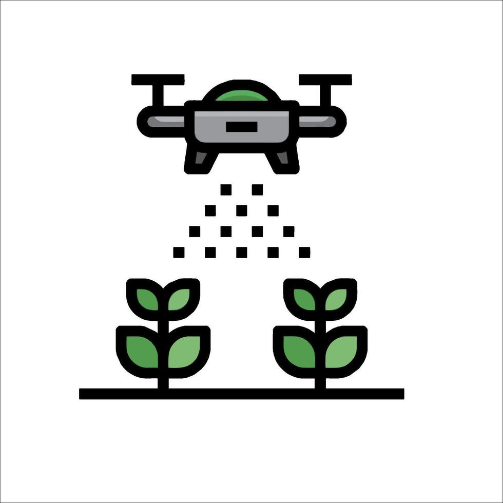 A drone flying over a plant and a plant vector