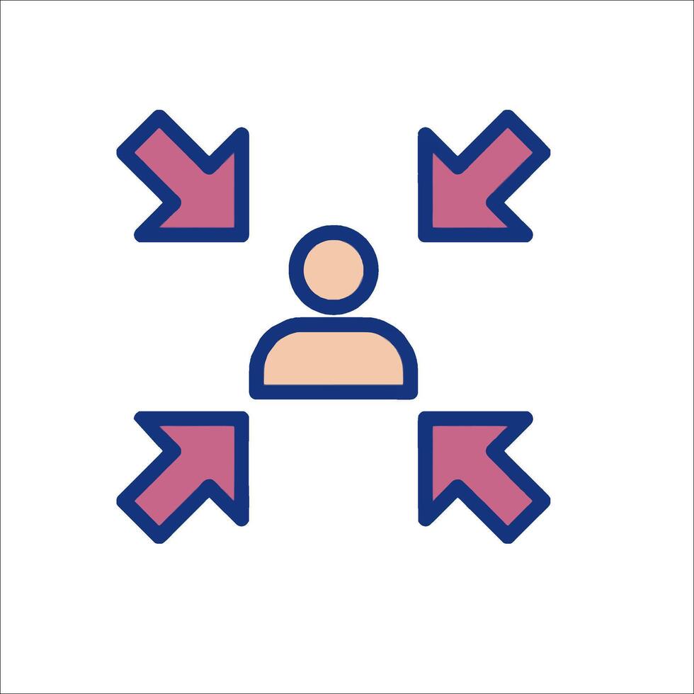 A person is surrounded by arrows pointing to different directions vector