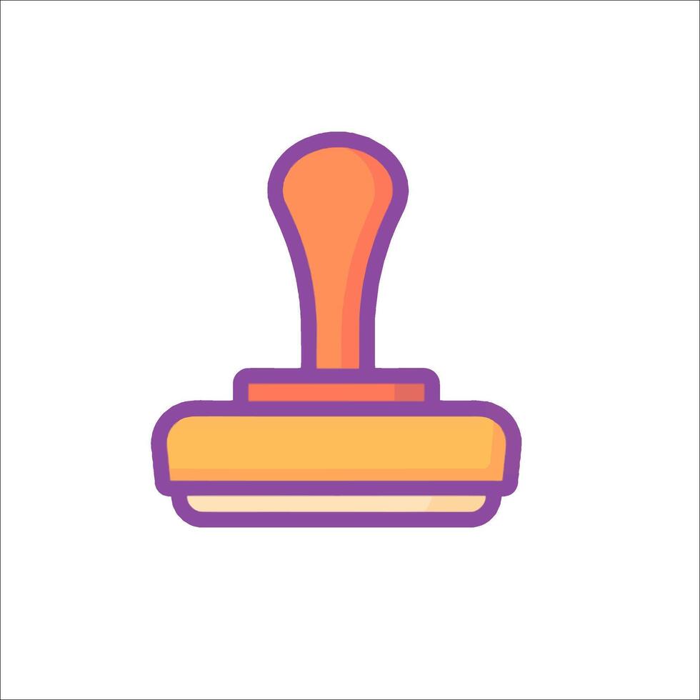 A stamp with a purple and orange handle vector