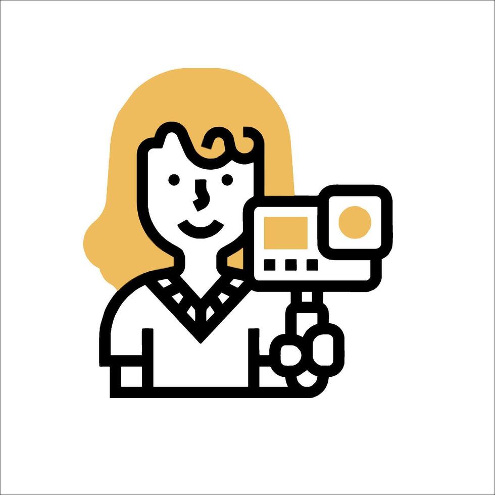 A woman holding a camera icon vector