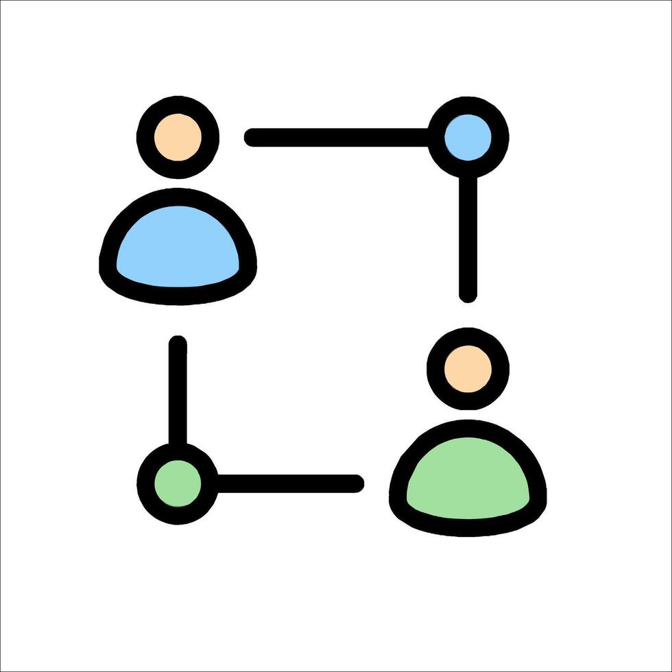 A group of people are connected by a line vector