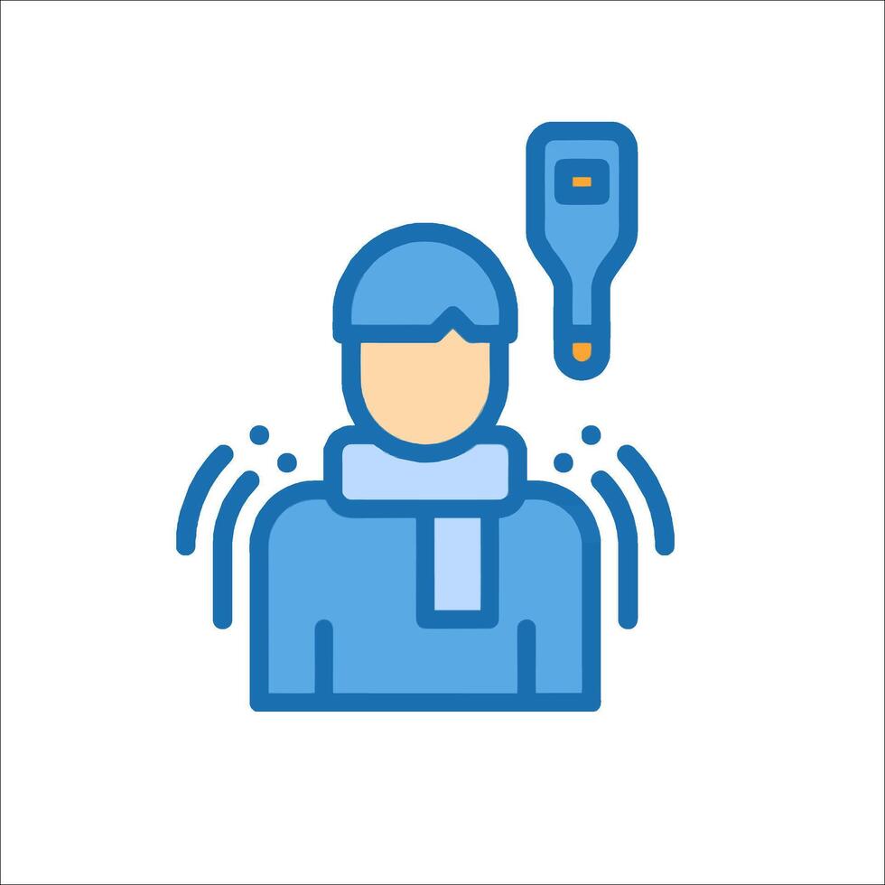 A man wearing a scarf and holding a thermometer vector