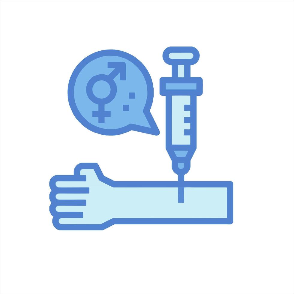 A syringe with a needle and a female symbol vector