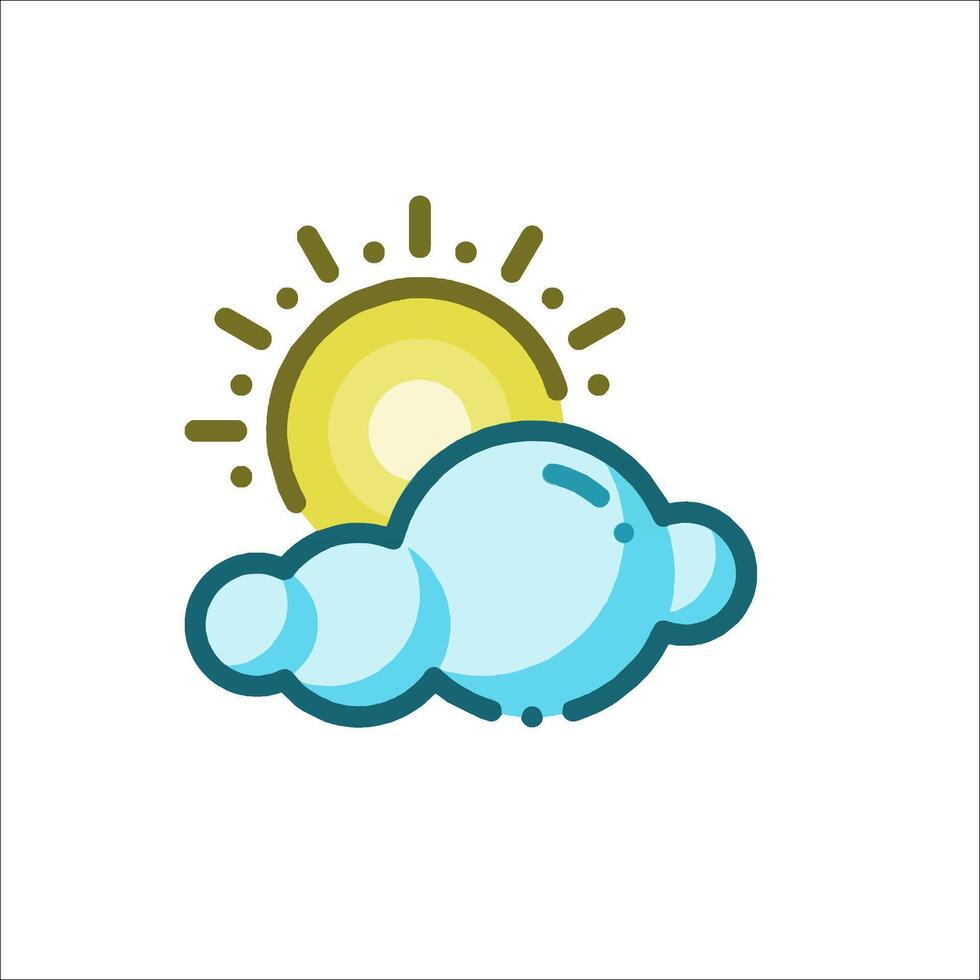 A cartoon sun and cloud icon vector