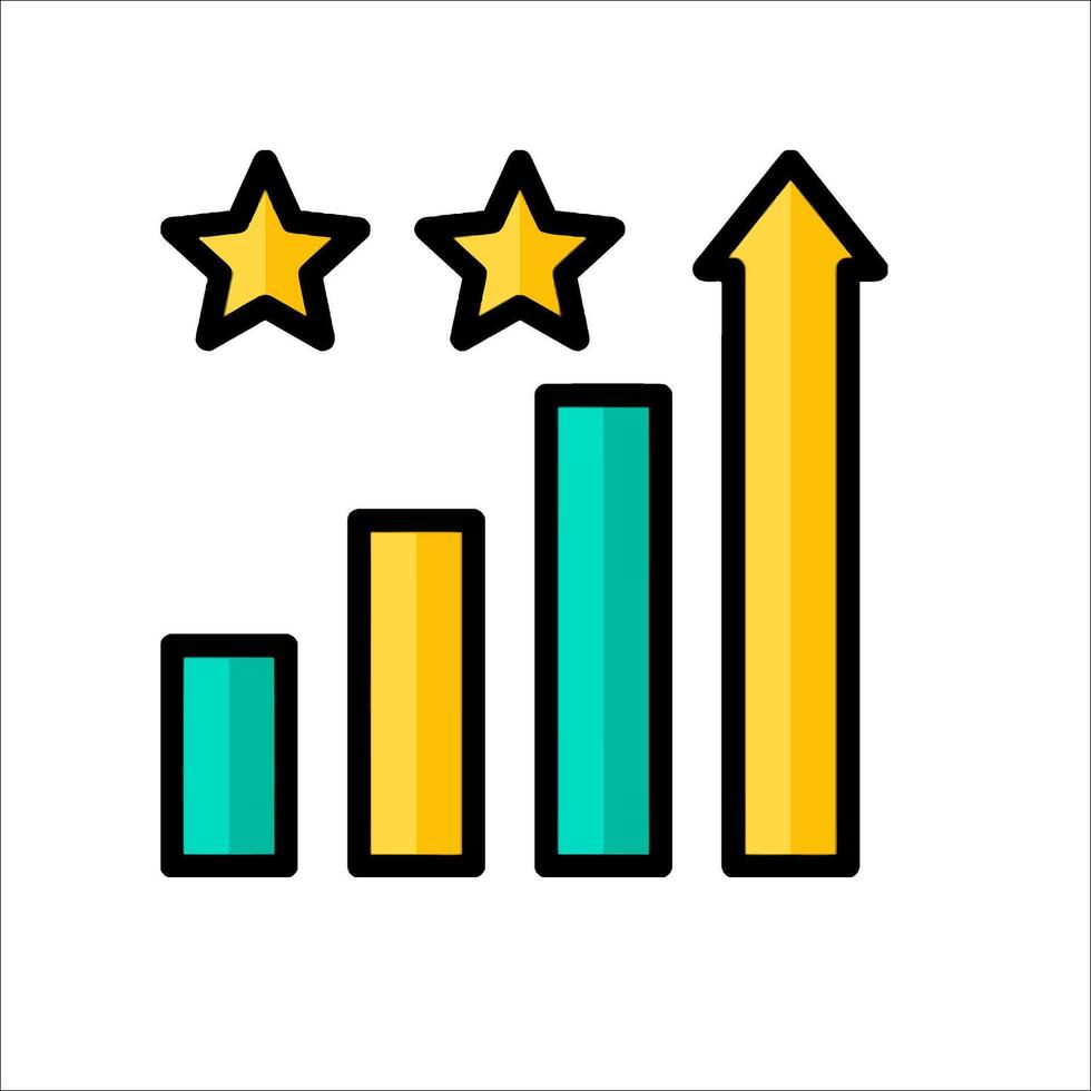 A star chart with a bar graph and three stars vector