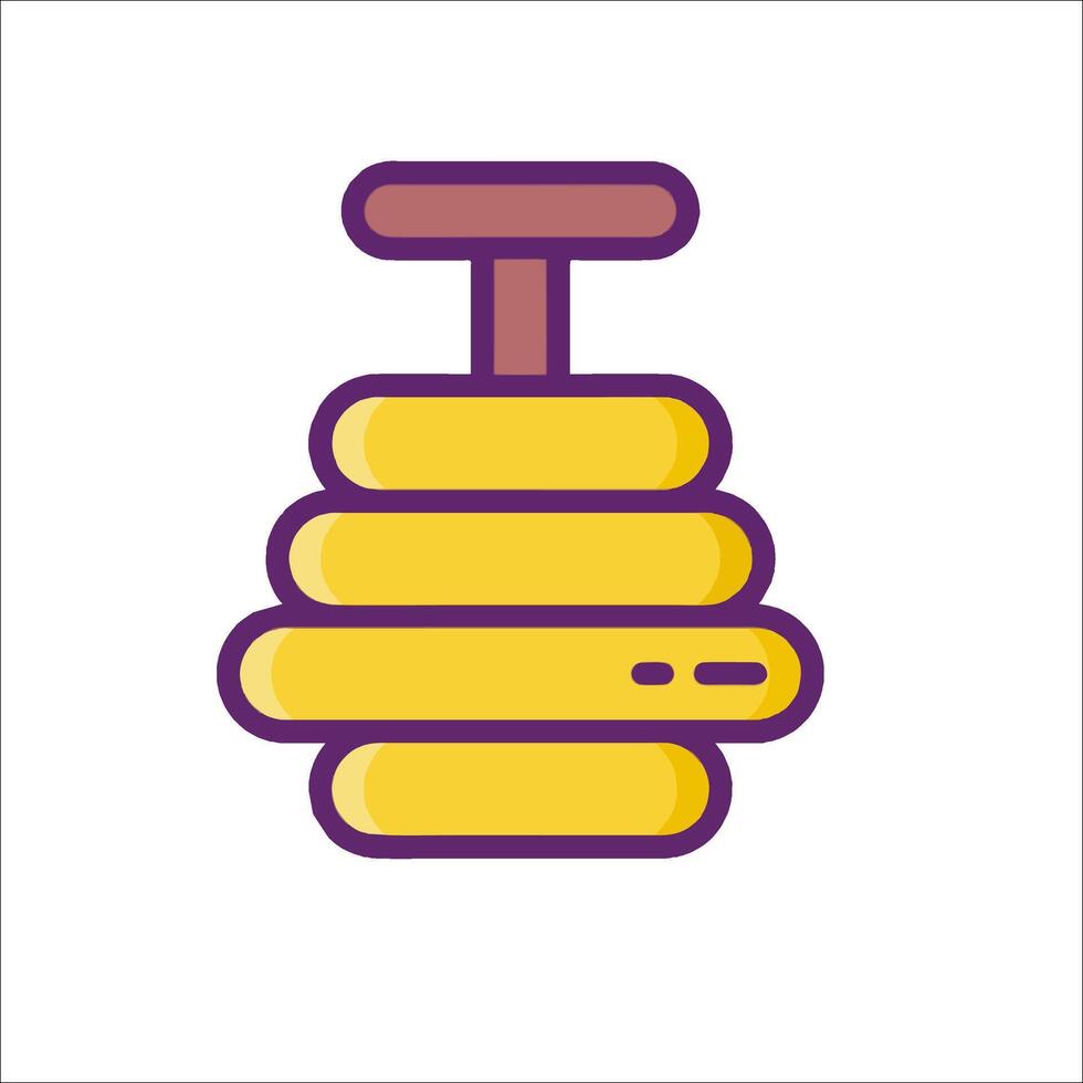 A yellow and purple icon of a bee hive vector