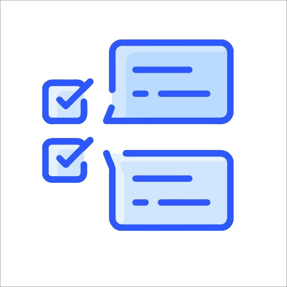 A blue and white icon with two speech bubbles vector