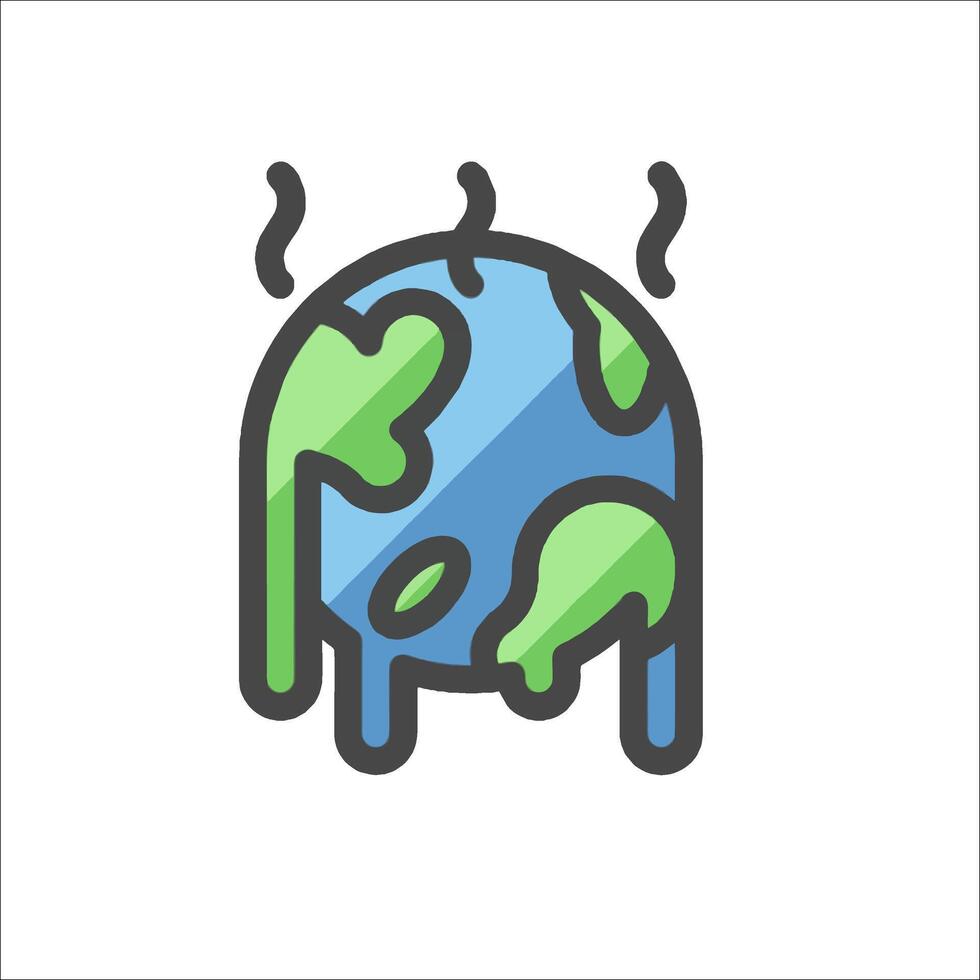 A globe with a melting face and a hot liquid vector