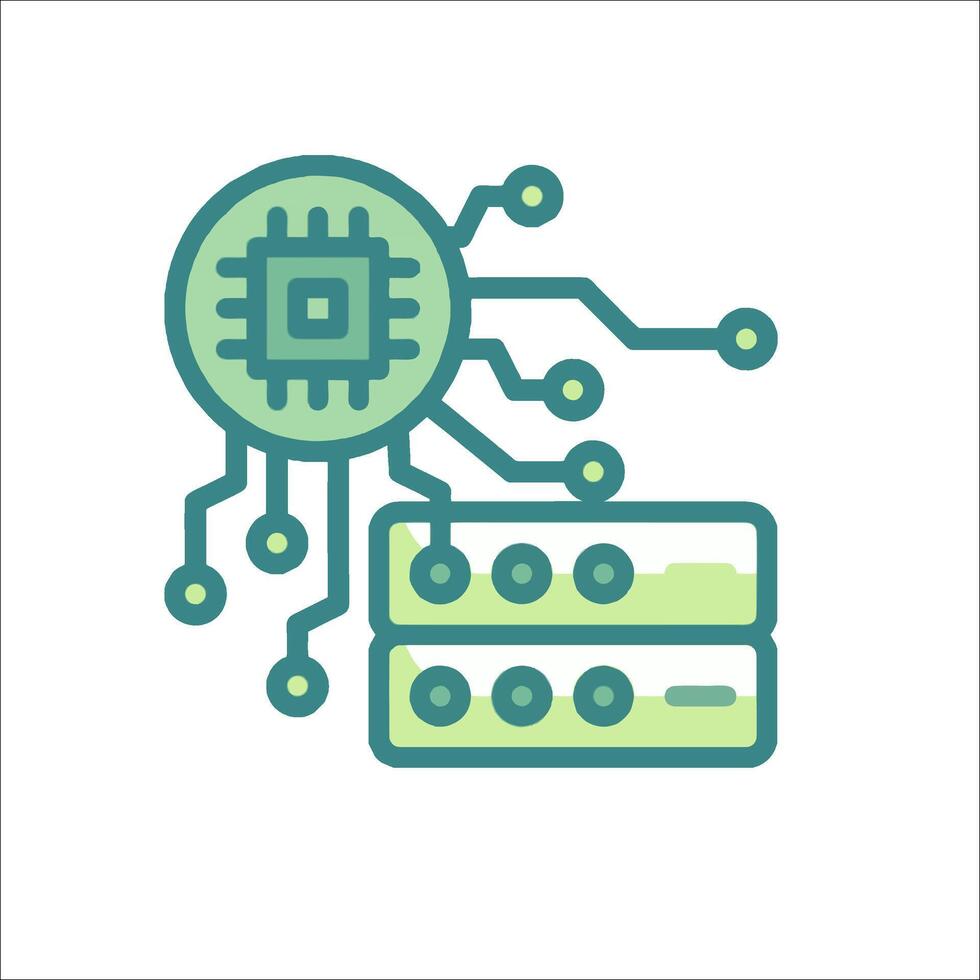 A computer chip and a server icon vector