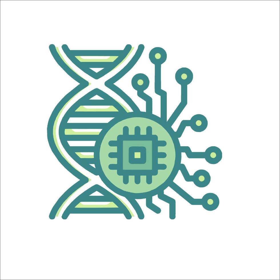 Dna and circuit icon illustration vector