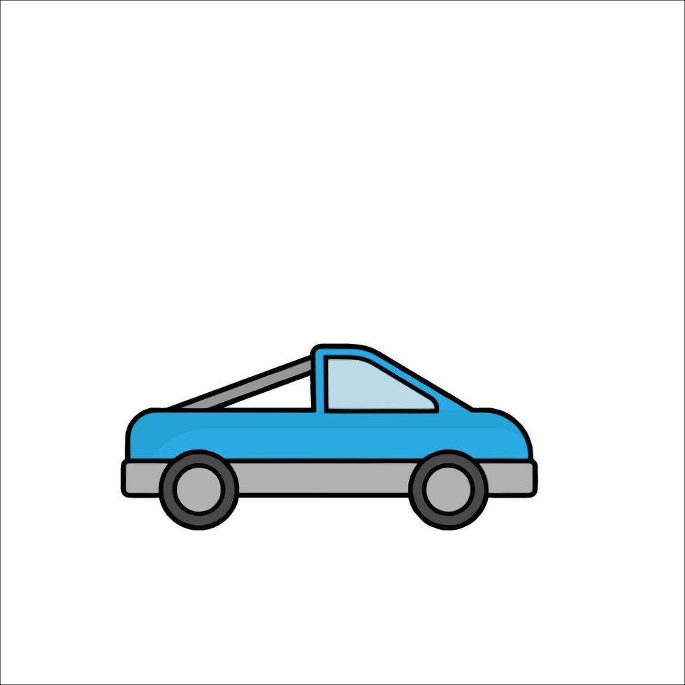 A blue car with a flat bed on top vector