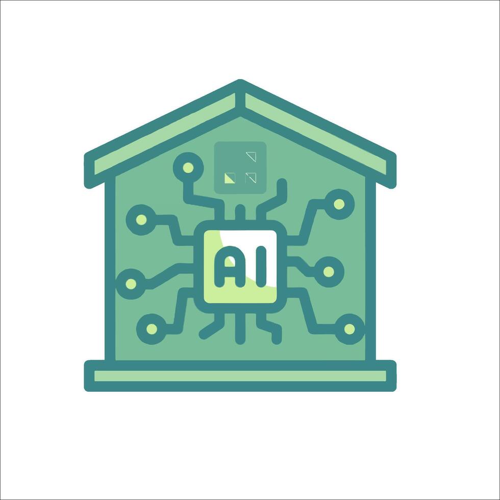 A house with ai logo and a computer chip vector