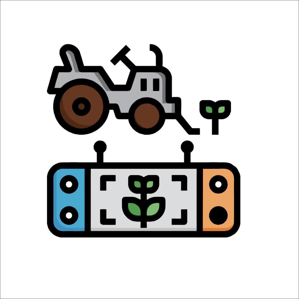 A tractor and a plant are on a white background vector