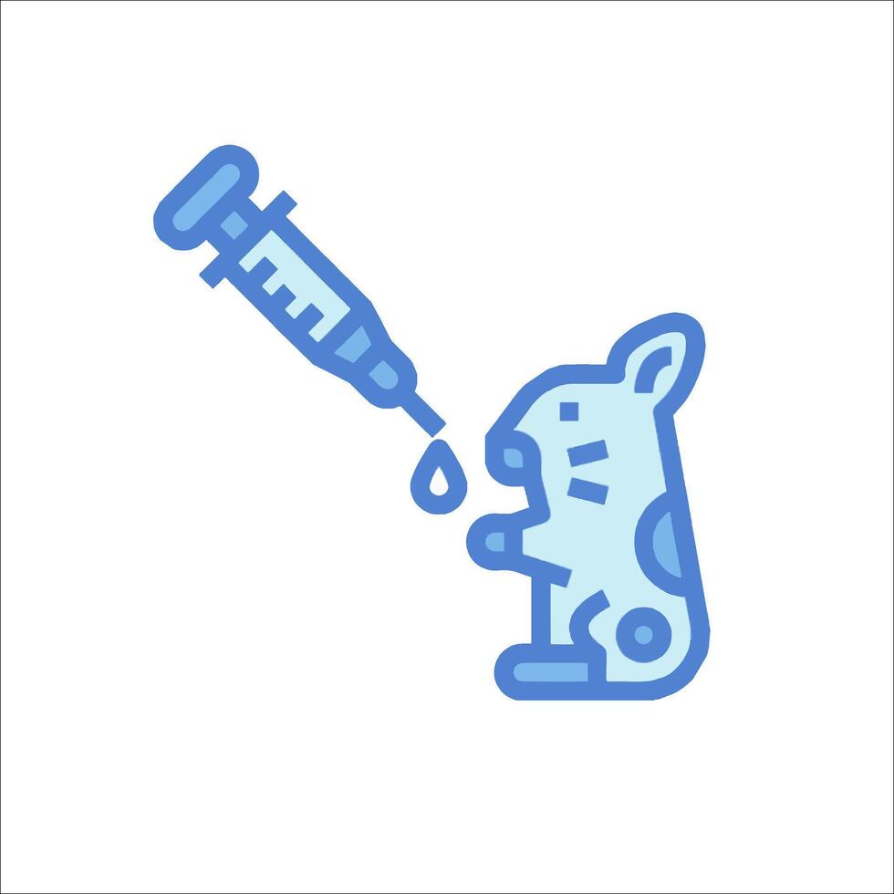 A rabbit is holding a syringe and a needle vector