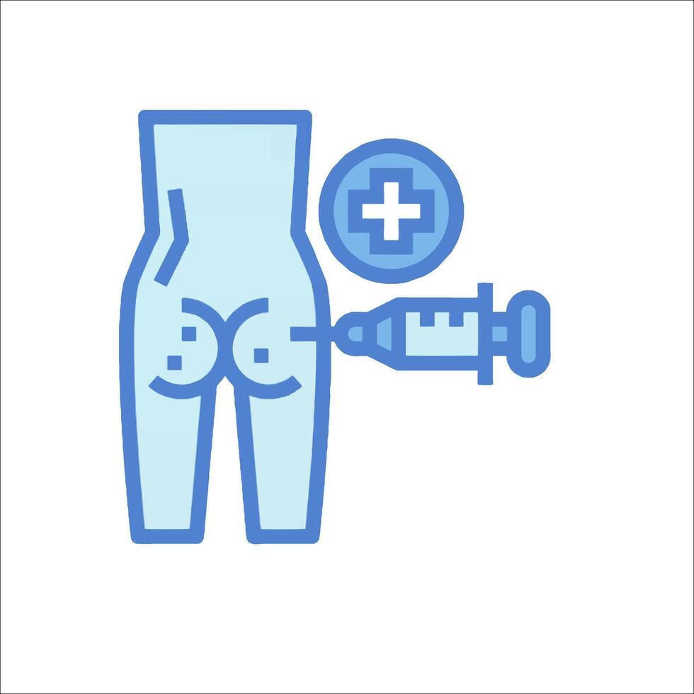 A blue icon of a man with a syringe and a needle vector