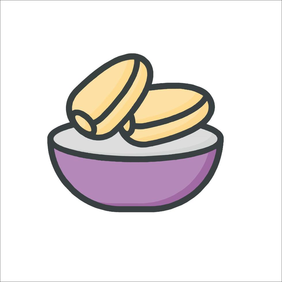 A bowl of pills in a purple bowl vector