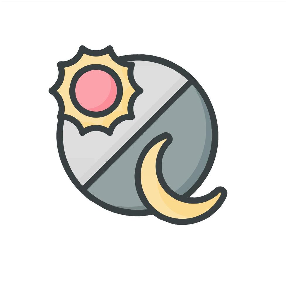 The moon and sun icon in a flat style vector