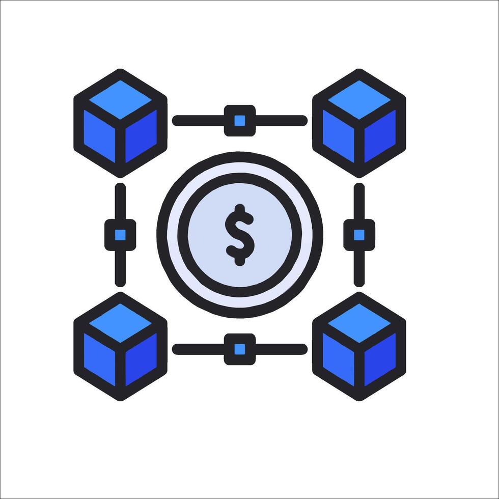 A dollar sign surrounded by cubes vector
