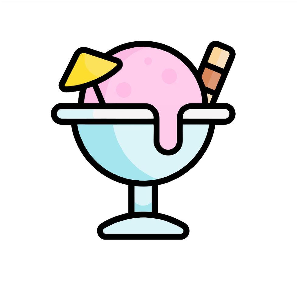 Ice cream sundae icon illustration vector