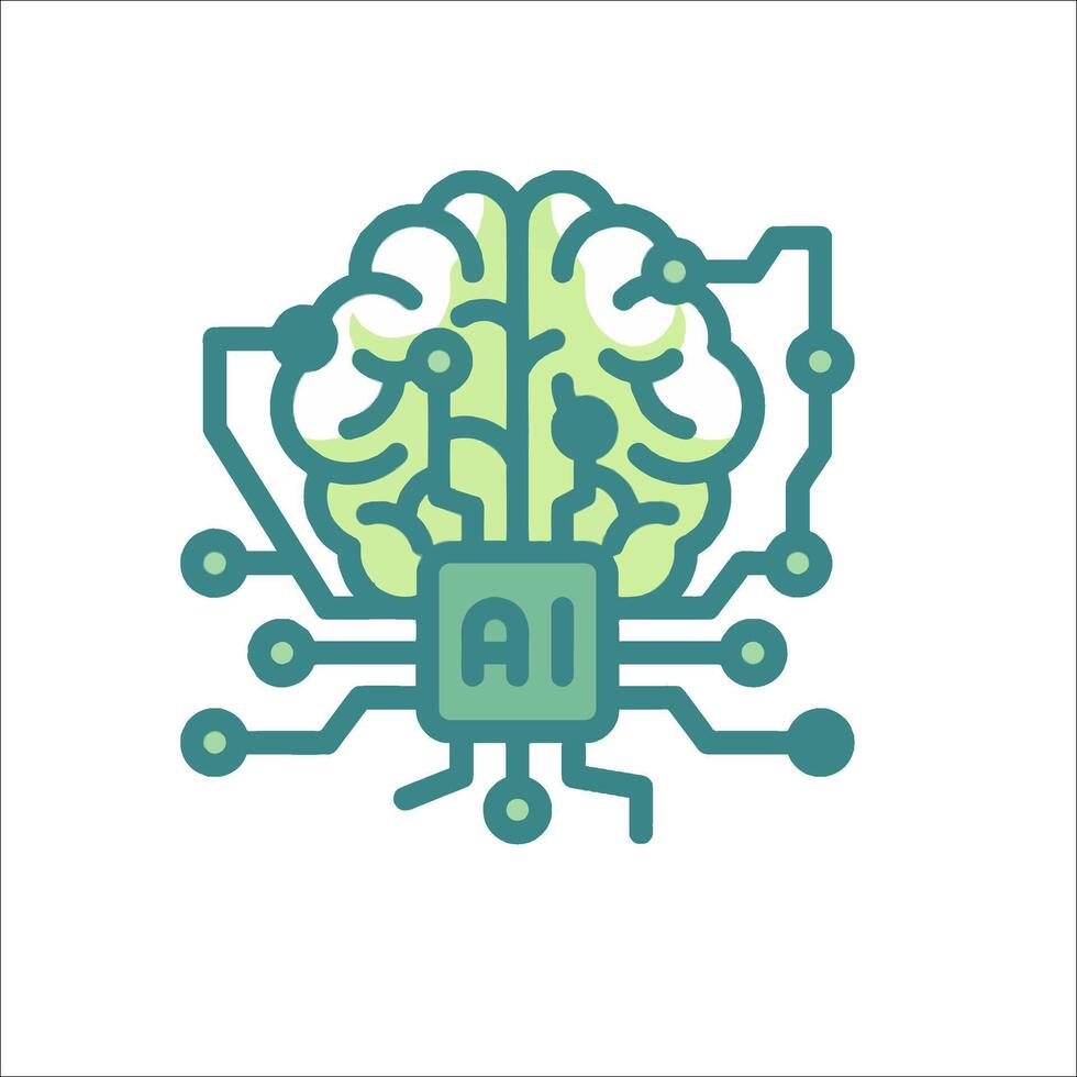 Ai brain icon illustration vector