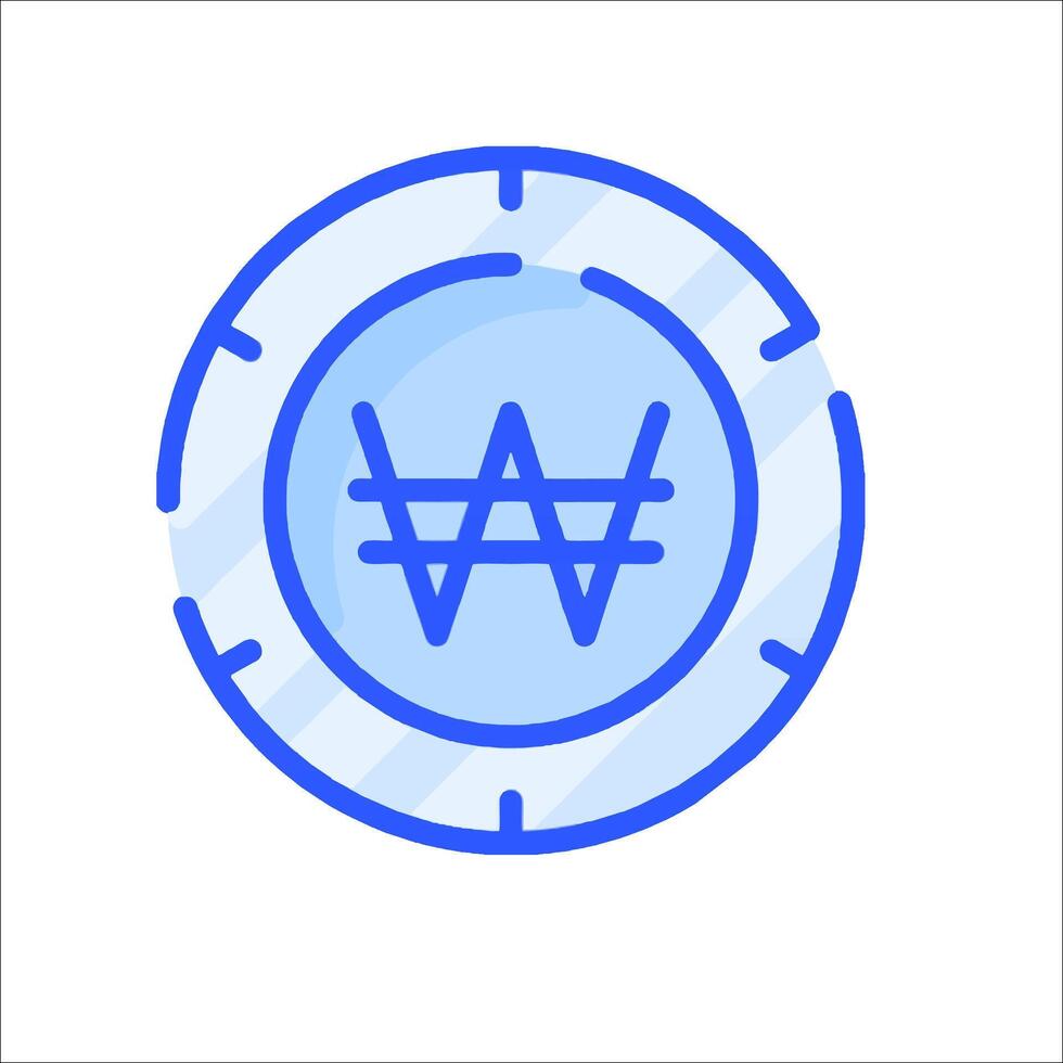 A blue and white icon of a w vector
