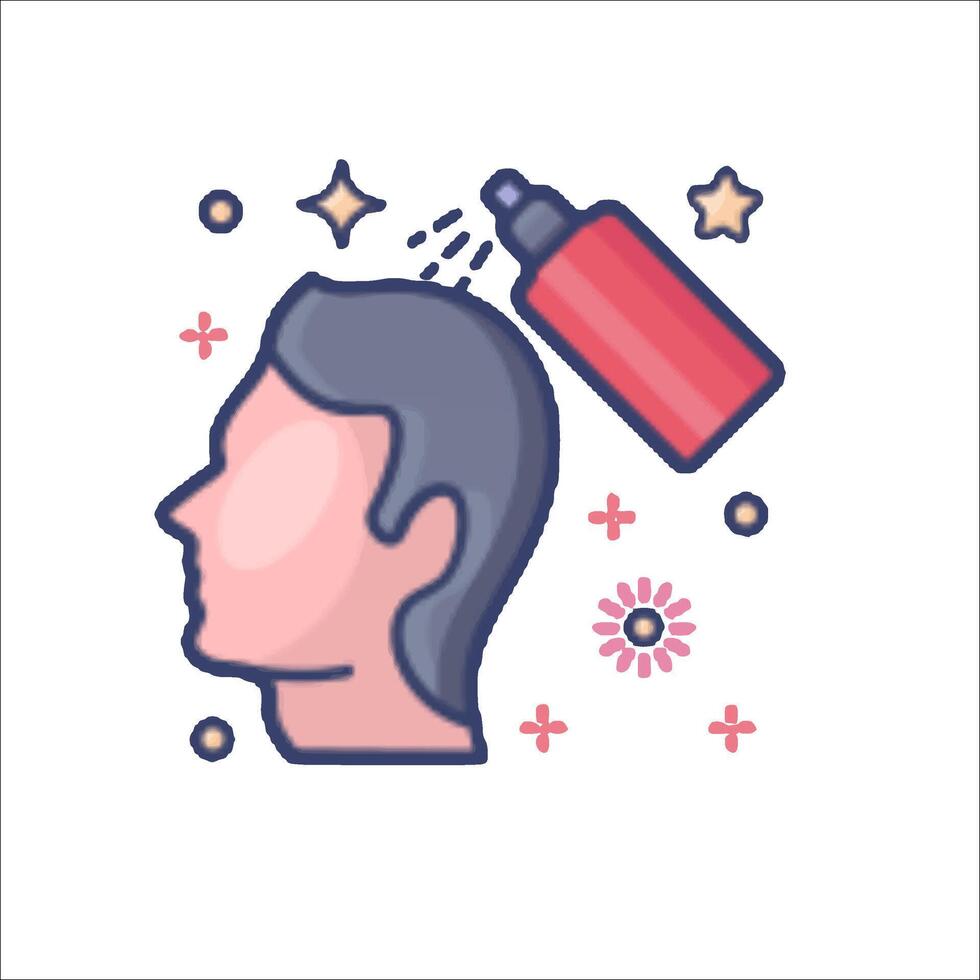 A man's head with a bottle of hair spray vector