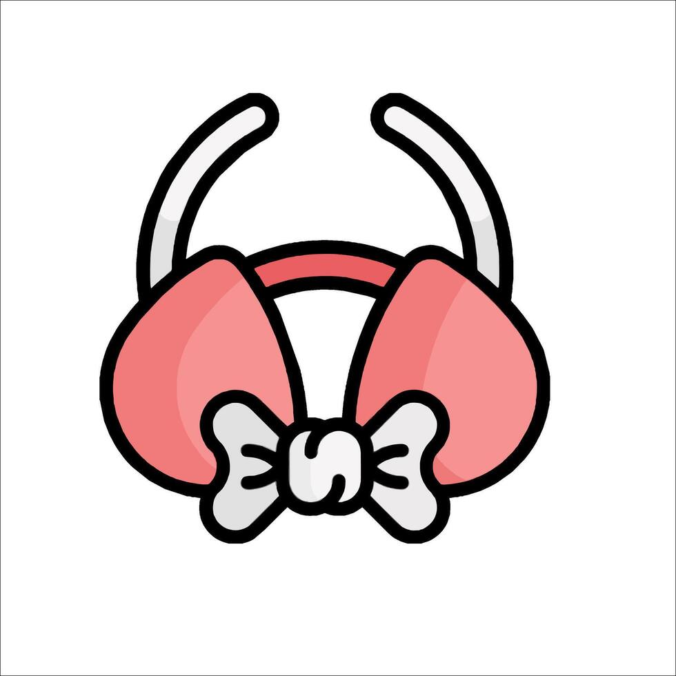 A pink ear muffs with a bow on it vector